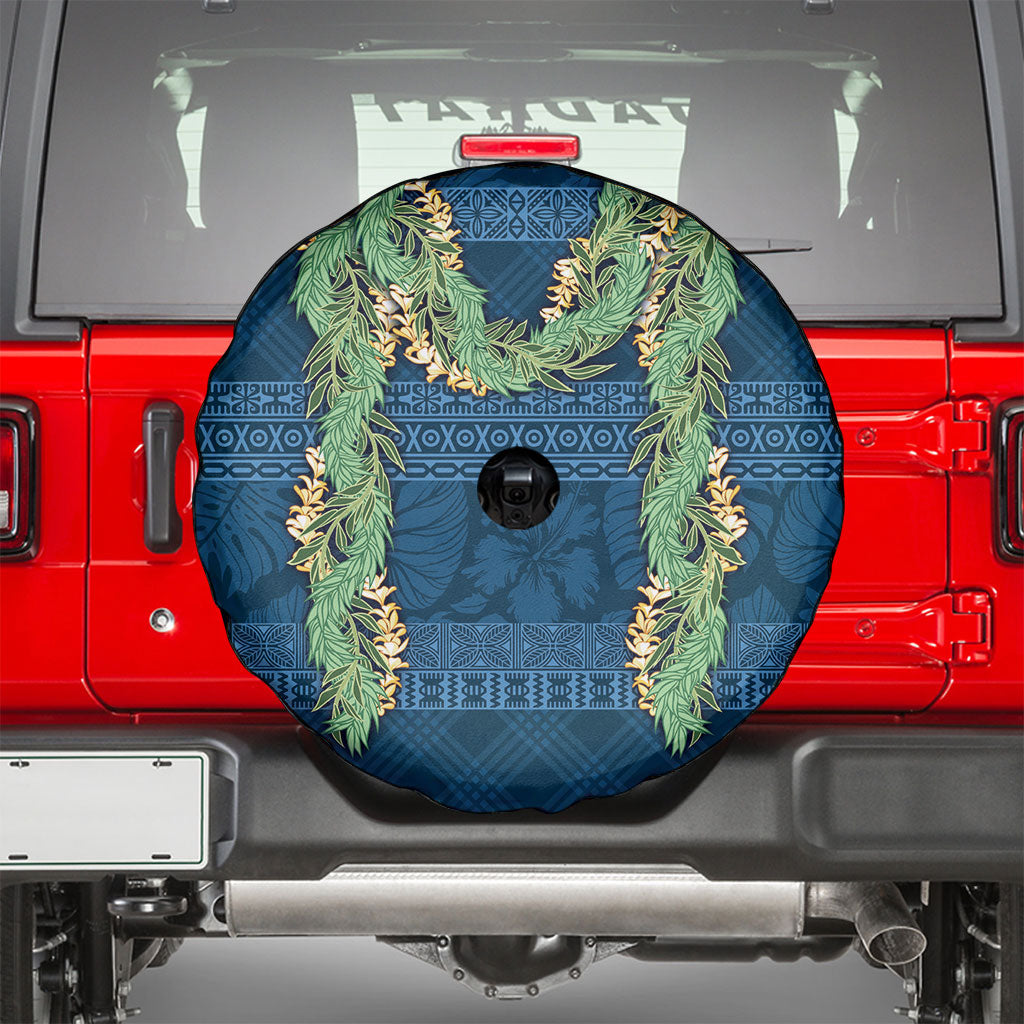 Hawai'i Paniolo Maile Twisted Lei Spare Tire Cover Cobalt Blue