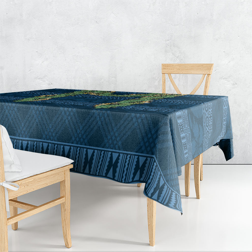 Hawai'i Paniolo Maile Twisted Lei Tablecloth Cobalt Blue