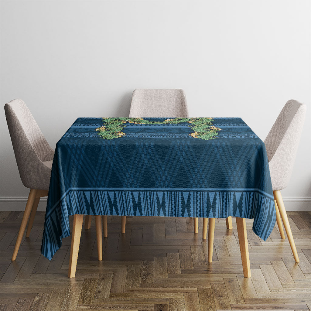 Hawai'i Paniolo Maile Twisted Lei Tablecloth Cobalt Blue