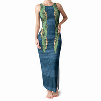 Hawai'i Paniolo Maile Twisted Lei Tank Maxi Dress Cobalt Blue