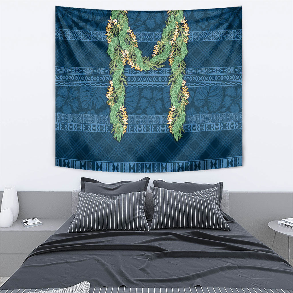 Hawai'i Paniolo Maile Twisted Lei Tapestry Cobalt Blue