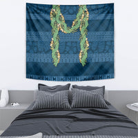 Hawai'i Paniolo Maile Twisted Lei Tapestry Cobalt Blue