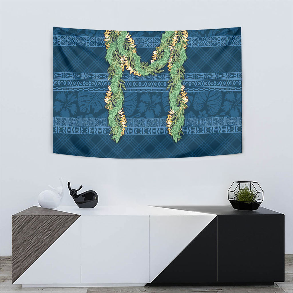 Hawai'i Paniolo Maile Twisted Lei Tapestry Cobalt Blue