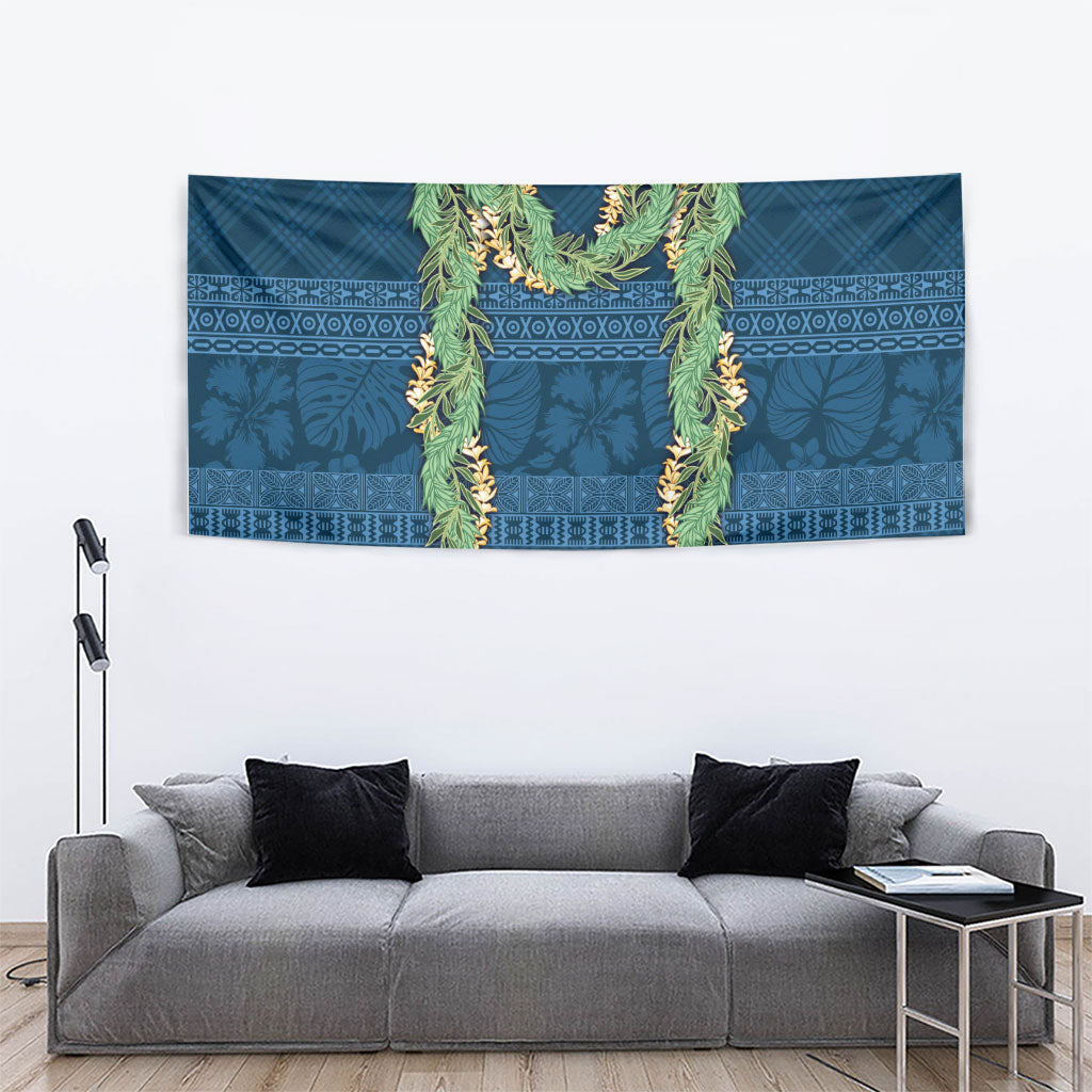 Hawai'i Paniolo Maile Twisted Lei Tapestry Cobalt Blue