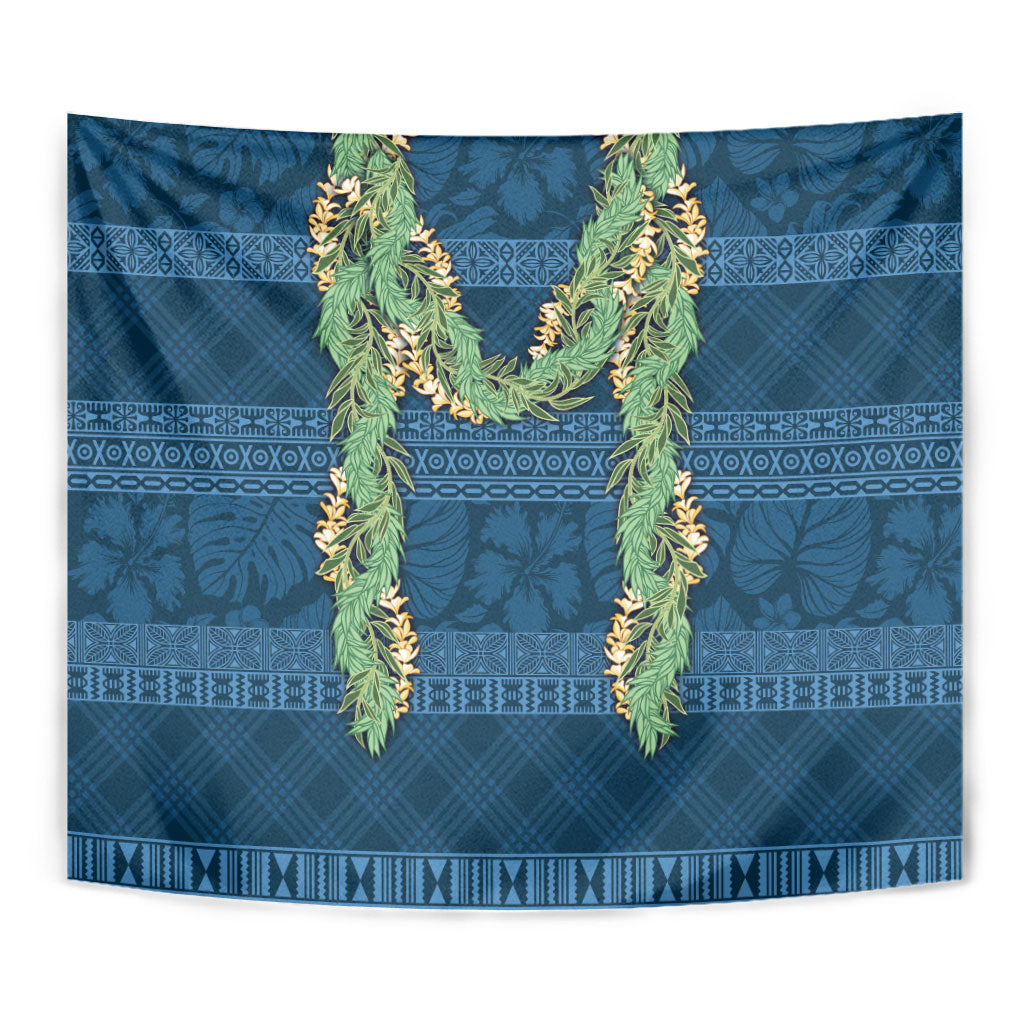 Hawai'i Paniolo Maile Twisted Lei Tapestry Cobalt Blue