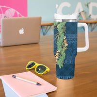Hawai'i Paniolo Maile Twisted Lei Tumbler With Handle Cobalt Blue LT7 - Polynesian Pride