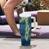 Hawai'i Paniolo Maile Twisted Lei Tumbler With Handle Cobalt Blue LT7 - Polynesian Pride