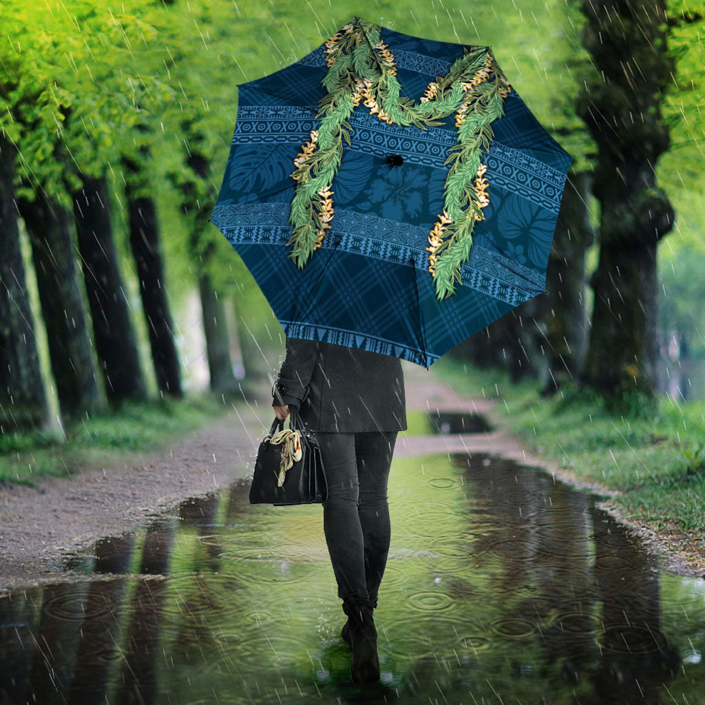 Hawai'i Paniolo Maile Twisted Lei Umbrella Cobalt Blue