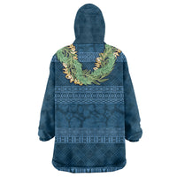 Hawai'i Paniolo Maile Twisted Lei Wearable Blanket Hoodie Cobalt Blue