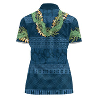 Hawai'i Paniolo Maile Twisted Lei Women Polo Shirt Cobalt Blue