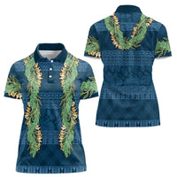 Hawai'i Paniolo Maile Twisted Lei Women Polo Shirt Cobalt Blue