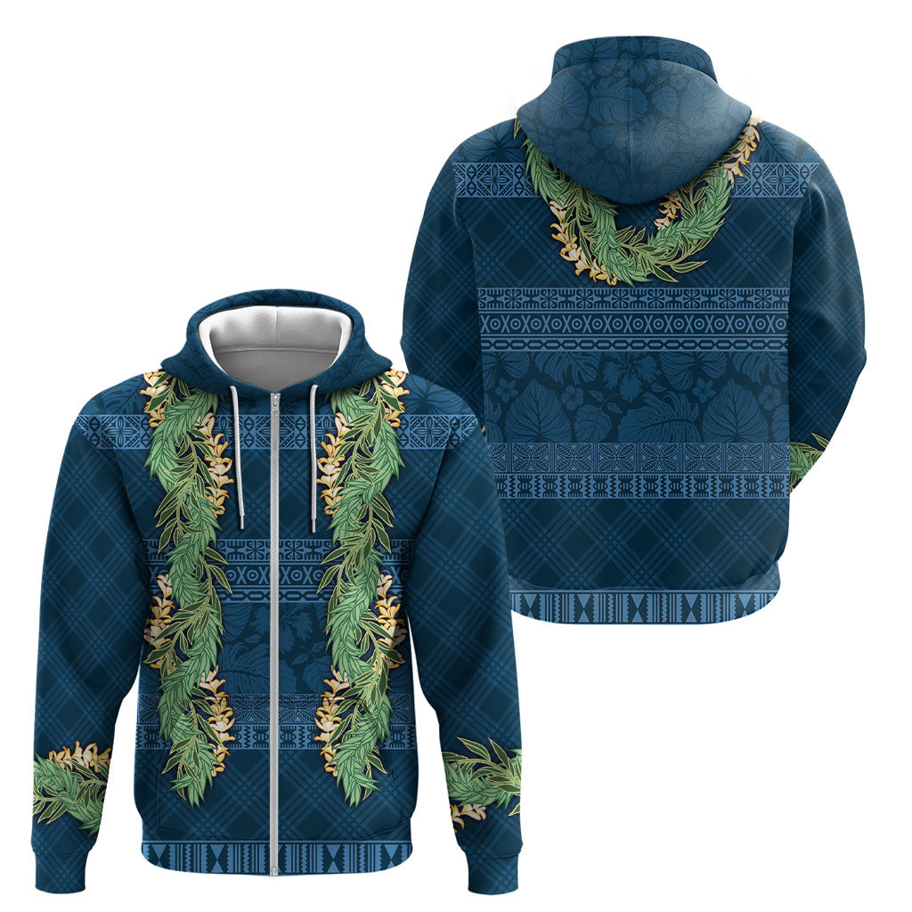 Hawai'i Paniolo Maile Twisted Lei Zip Hoodie Cobalt Blue LT7 - Polynesian Pride