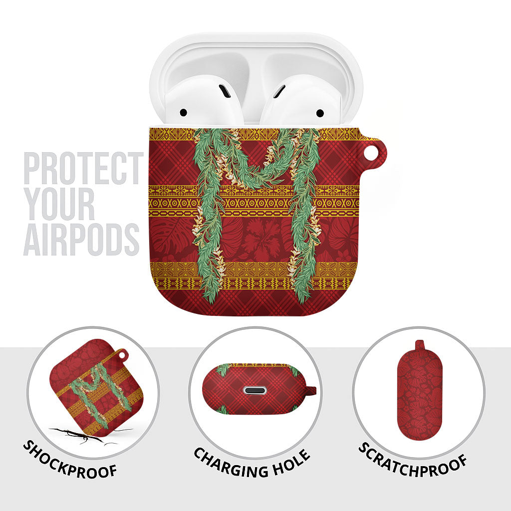 Hawai'i Paniolo Maile Twisted Lei AirPods Case Hilo Royal Red LT7 - Polynesian Pride