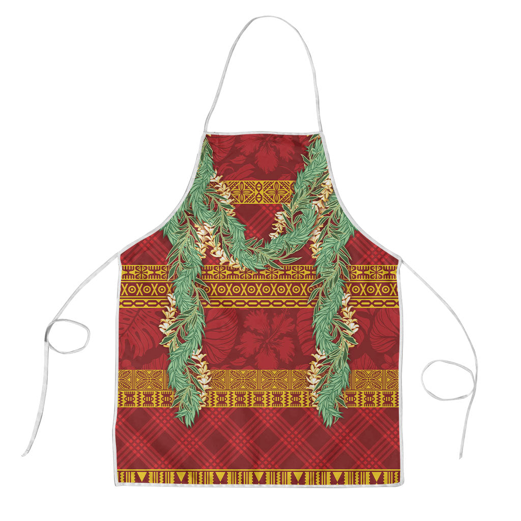 Hawai'i Paniolo Maile Twisted Lei Apron Hilo Royal Red