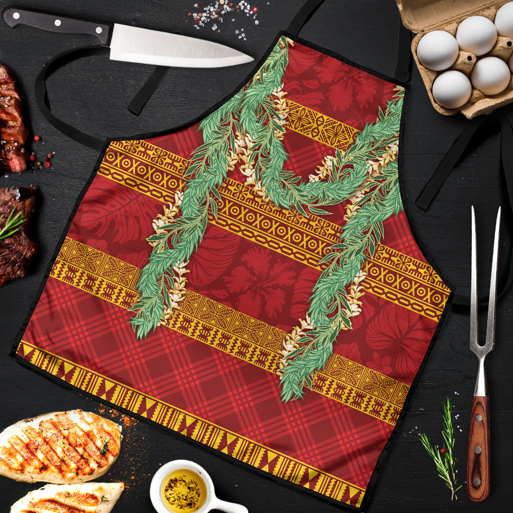 Hawai'i Paniolo Maile Twisted Lei Apron Hilo Royal Red