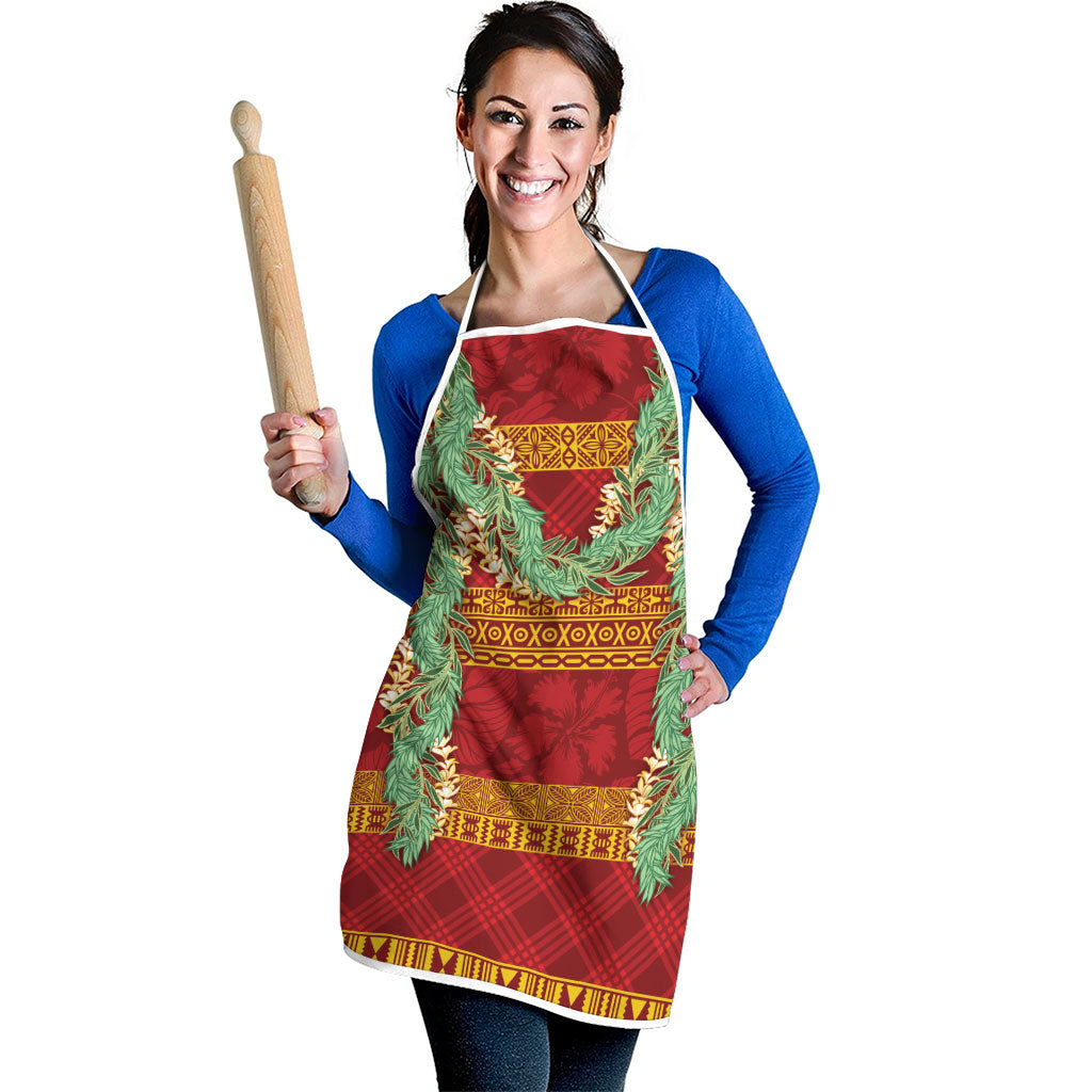 Hawai'i Paniolo Maile Twisted Lei Apron Hilo Royal Red