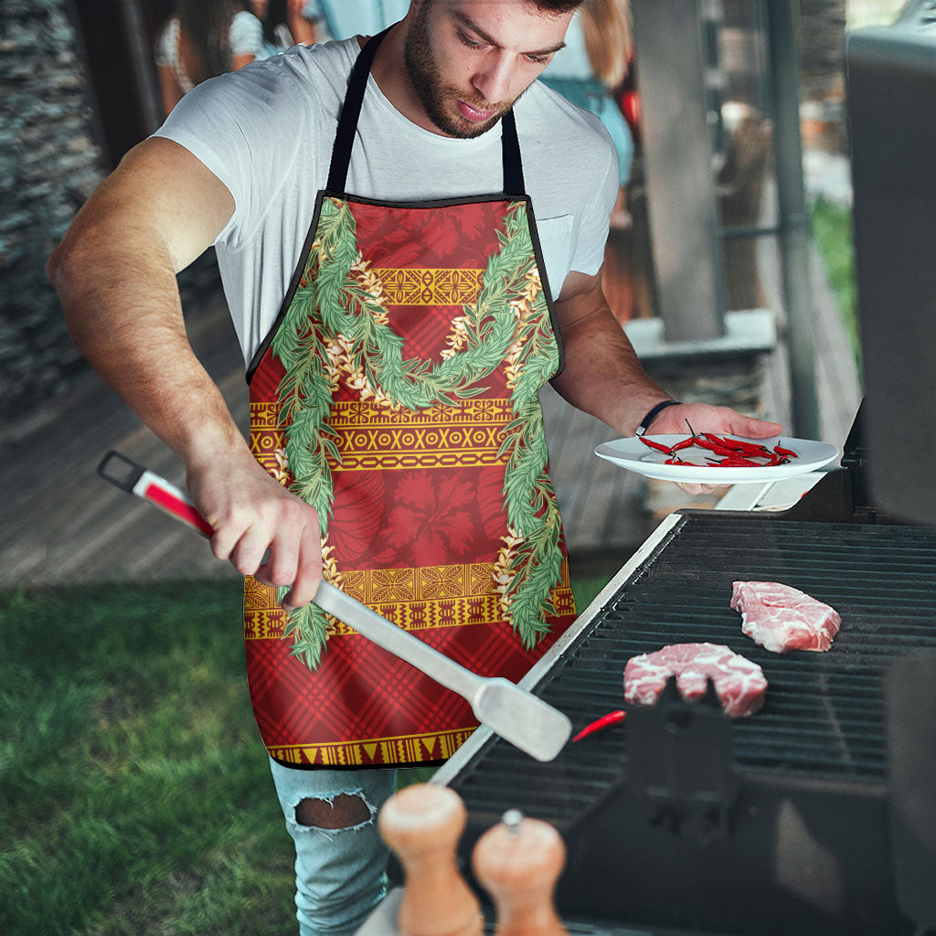 Hawai'i Paniolo Maile Twisted Lei Apron Hilo Royal Red