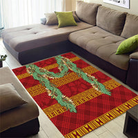 Hawai'i Paniolo Maile Twisted Lei Area Rug Hilo Royal Red