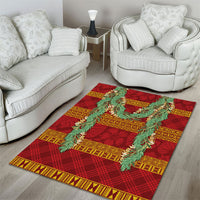 Hawai'i Paniolo Maile Twisted Lei Area Rug Hilo Royal Red