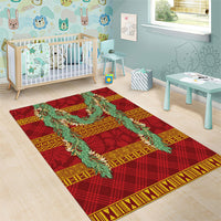 Hawai'i Paniolo Maile Twisted Lei Area Rug Hilo Royal Red