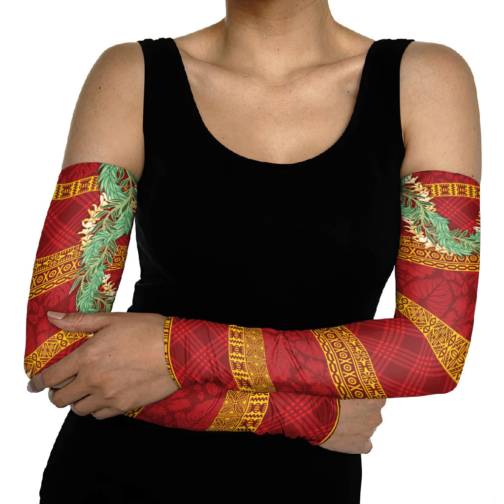 Hawai'i Paniolo Maile Twisted Lei Arm Sleeves Hilo Royal Red LT7 - Polynesian Pride