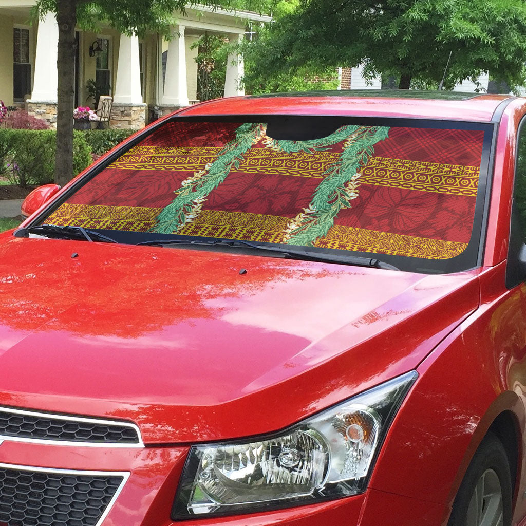 Hawai'i Paniolo Maile Twisted Lei Auto Sun Shade Hilo Royal Red