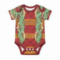 Hawai'i Paniolo Maile Twisted Lei Baby Onesie Hilo Royal Red