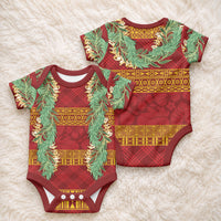 Hawai'i Paniolo Maile Twisted Lei Baby Onesie Hilo Royal Red