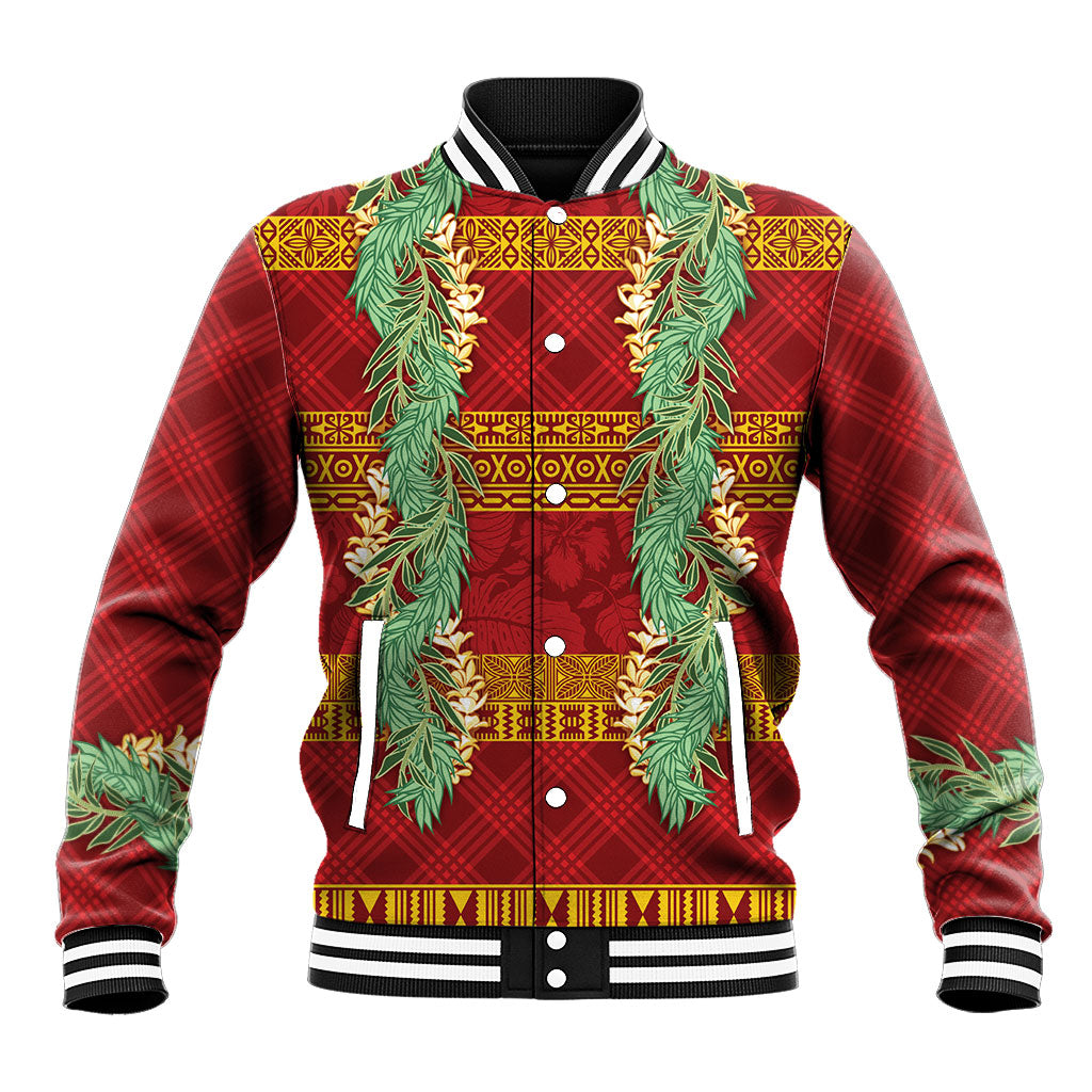 Hawai'i Paniolo Maile Twisted Lei Baseball Jacket Hilo Royal Red