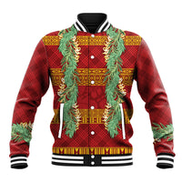 Hawai'i Paniolo Maile Twisted Lei Baseball Jacket Hilo Royal Red
