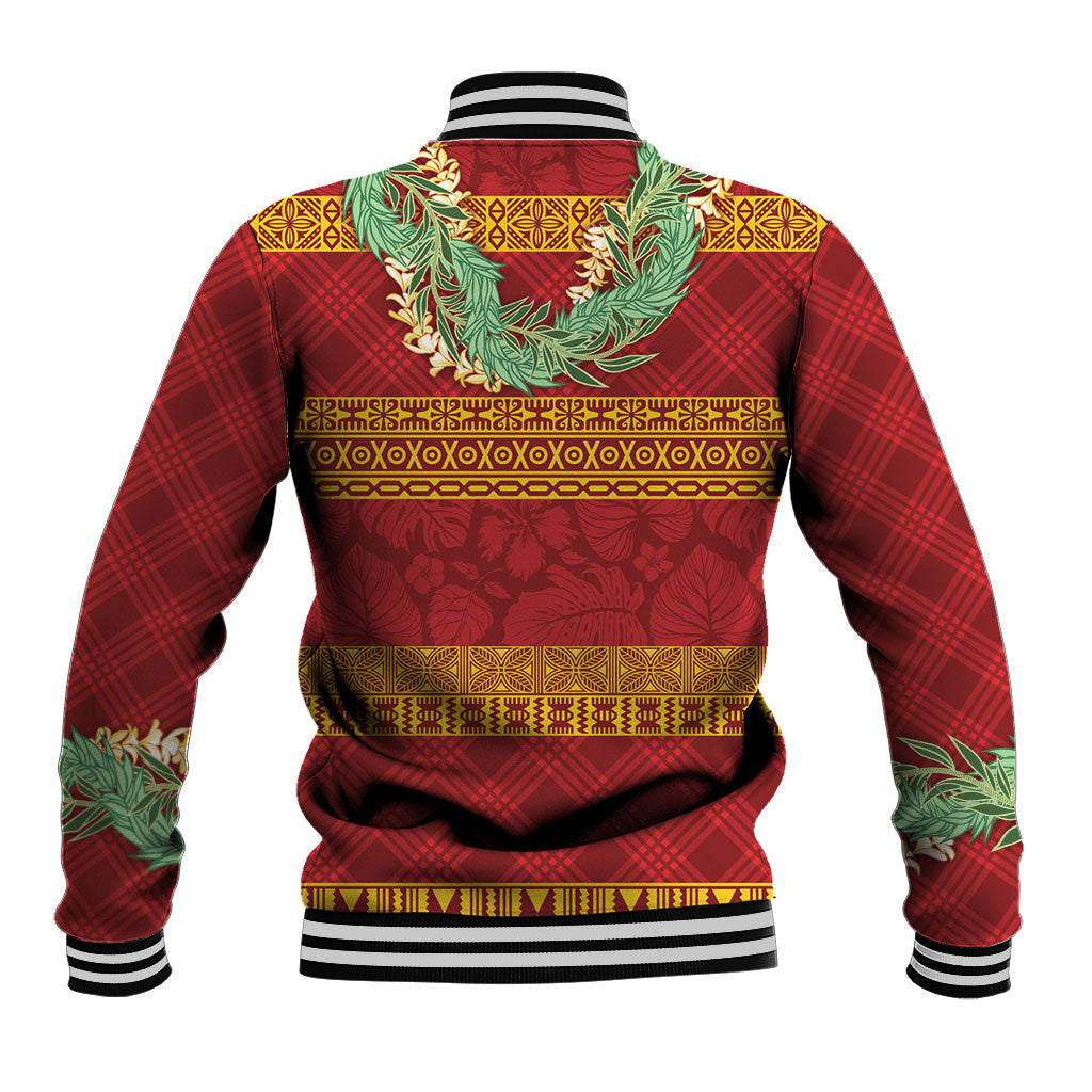 Hawai'i Paniolo Maile Twisted Lei Baseball Jacket Hilo Royal Red