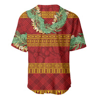 Hawai'i Paniolo Maile Twisted Lei Baseball Jersey Hilo Royal Red