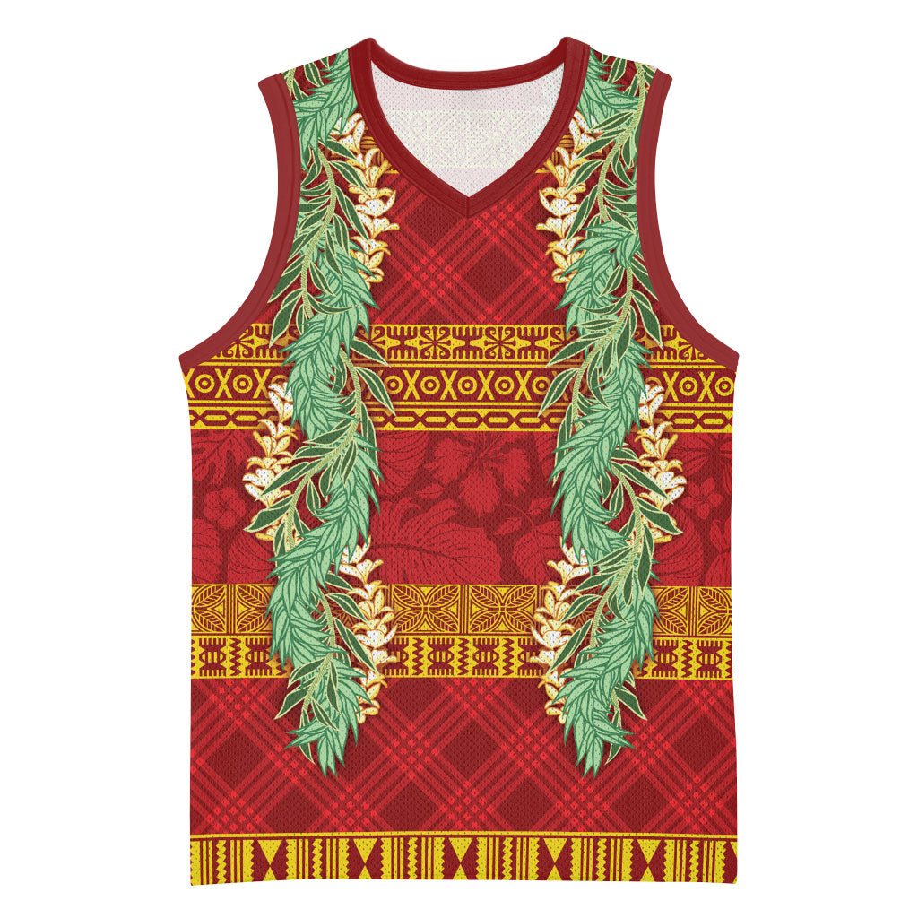 Hawai'i Paniolo Maile Twisted Lei Basketball Jersey Hilo Royal Red LT7 Unisex Red - Polynesian Pride