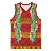 Hawai'i Paniolo Maile Twisted Lei Basketball Jersey Hilo Royal Red