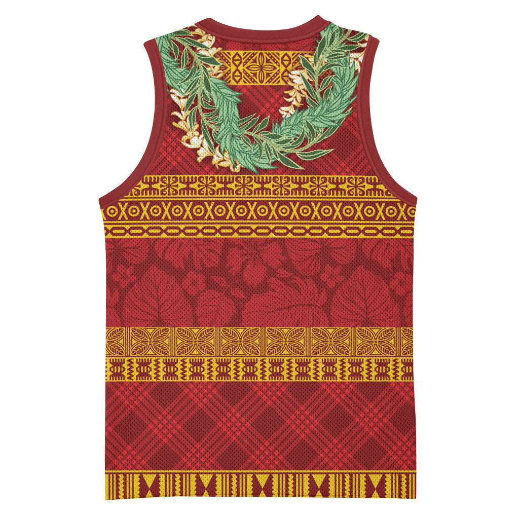 Hawai'i Paniolo Maile Twisted Lei Basketball Jersey Hilo Royal Red