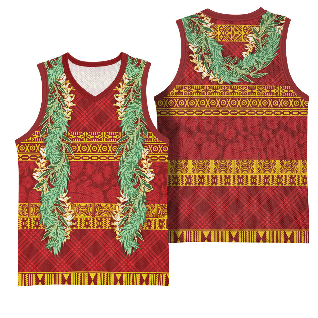 Hawai'i Paniolo Maile Twisted Lei Basketball Jersey Hilo Royal Red