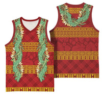 Hawai'i Paniolo Maile Twisted Lei Basketball Jersey Hilo Royal Red