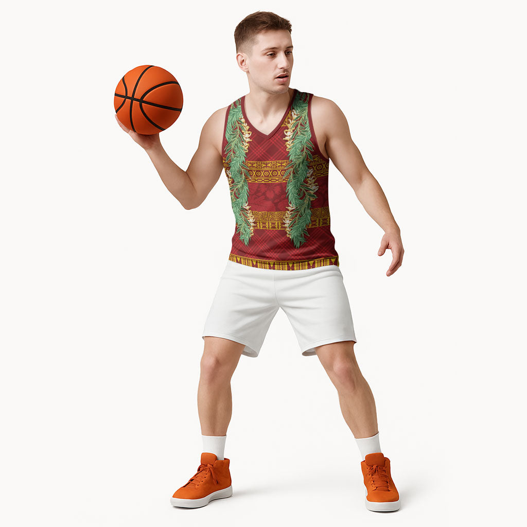 Hawai'i Paniolo Maile Twisted Lei Basketball Jersey Hilo Royal Red
