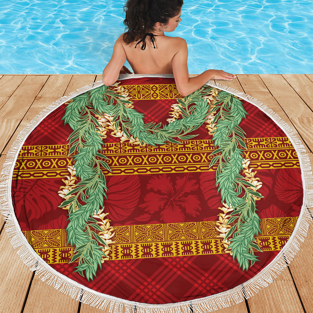 Hawai'i Paniolo Maile Twisted Lei Beach Blanket Hilo Royal Red