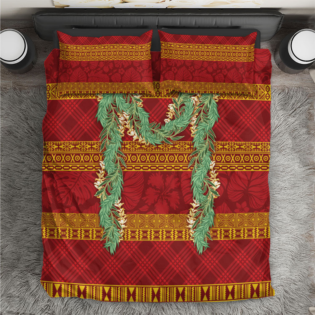 Hawai'i Paniolo Maile Twisted Lei Bedding Set Hilo Royal Red
