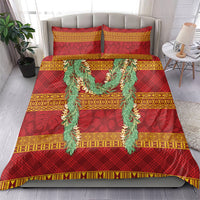 Hawai'i Paniolo Maile Twisted Lei Bedding Set Hilo Royal Red