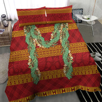 Hawai'i Paniolo Maile Twisted Lei Bedding Set Hilo Royal Red