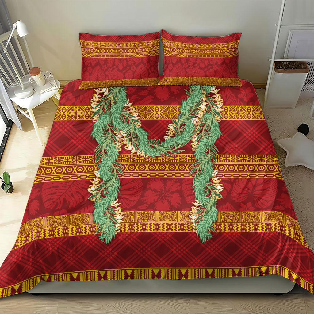 Hawai'i Paniolo Maile Twisted Lei Bedding Set Hilo Royal Red