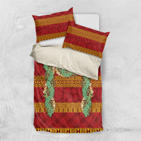 Hawai'i Paniolo Maile Twisted Lei Bedding Set Hilo Royal Red