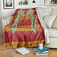 Hawai'i Paniolo Maile Twisted Lei Blanket Hilo Royal Red