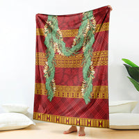 Hawai'i Paniolo Maile Twisted Lei Blanket Hilo Royal Red