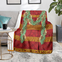 Hawai'i Paniolo Maile Twisted Lei Blanket Hilo Royal Red