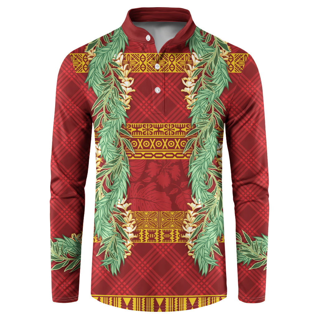 Hawai'i Paniolo Maile Twisted Lei Button Sweatshirt Hilo Royal Red