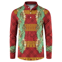 Hawai'i Paniolo Maile Twisted Lei Button Sweatshirt Hilo Royal Red