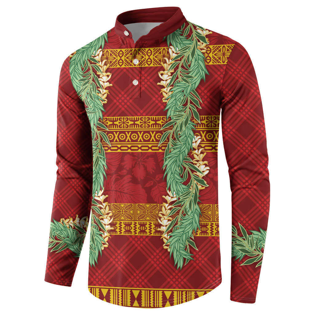 Hawai'i Paniolo Maile Twisted Lei Button Sweatshirt Hilo Royal Red